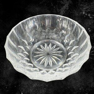 Val St. Lambert Crystal Clear Glass Round Dish Bowl Signed On Bottom Vintage